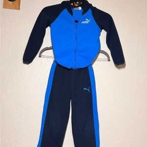 Puma Kids Track Suit Set Blue Black Hoodie Jacket & Pants